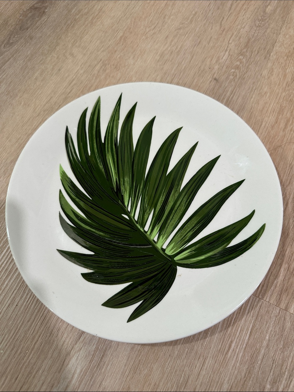 (1) Syracuse China Green White Palm Floral Garden Tropical Dinner Plate party
